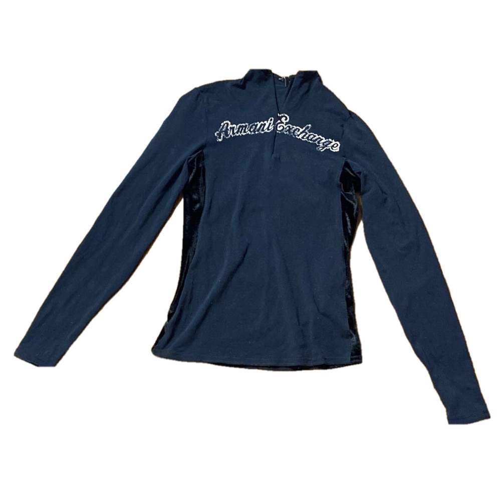 🌷 Armani Exchange  🌷 Super Soft Cotton & Velvet Mockneck Top